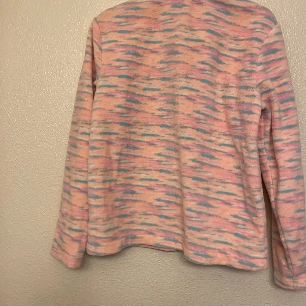 Eddie Bauer Girls full zip pink print Fleece Jacket M 10/12